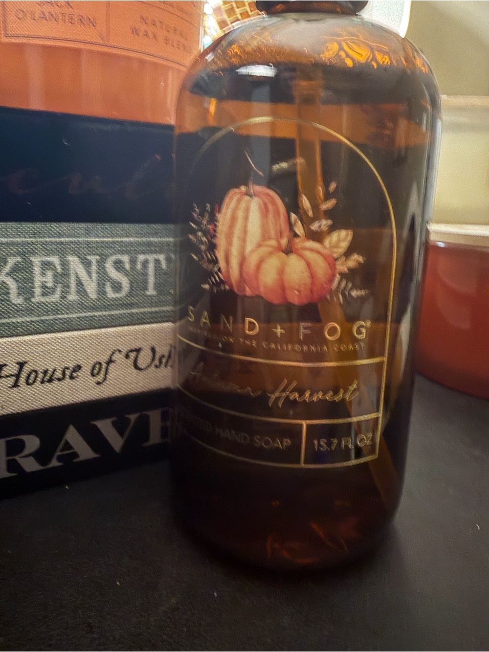 Sand + Fog Autumn Harvest Scented Hand Soap — Amber Bottle - Picture 2 of 2